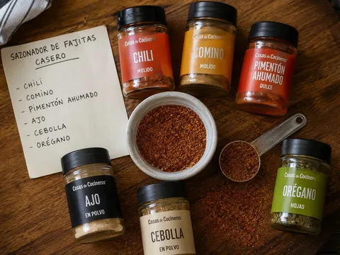 Cuenco con sazonador de fajitas casero recién mezclado