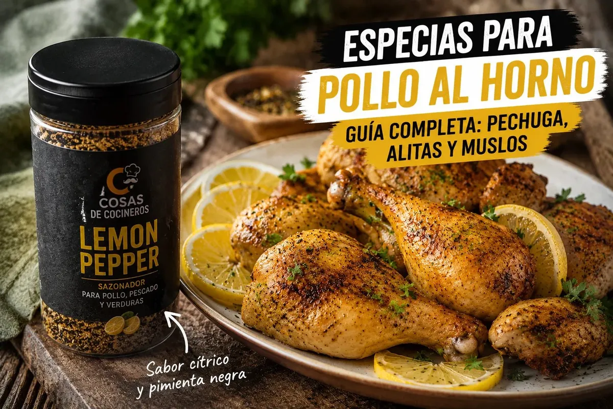 Piezas de pollo al horno doradas y sazonadas con lemon pepper