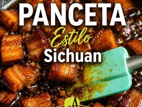 Panceta al estilo Shanghai brillante y melosa servida con arroz blanco