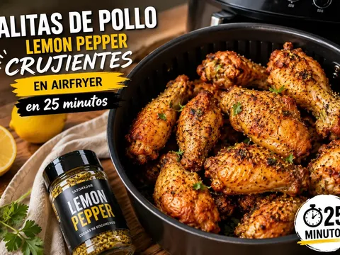 Alitas de pollo crujientes en air fryer con lemon pepper