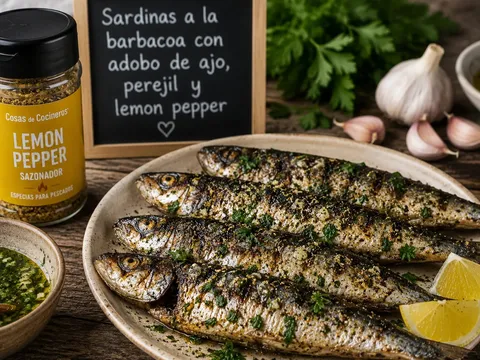 Sardinas a la barbacoa recién hechas con cuñas de limón